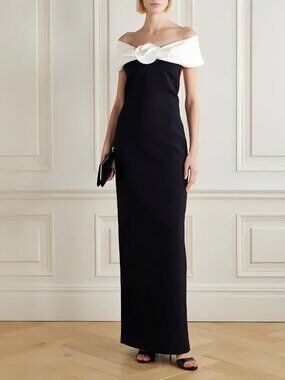 Self-Portrait off-the-shoulder crepe maxi dress